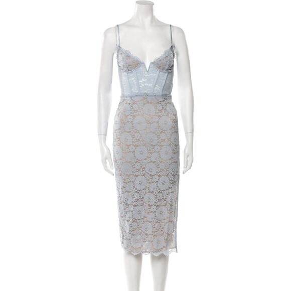 V. Chapman 'Lace' Blue Pattern Midi Length Dress Size 0 - Picture 1 of 5